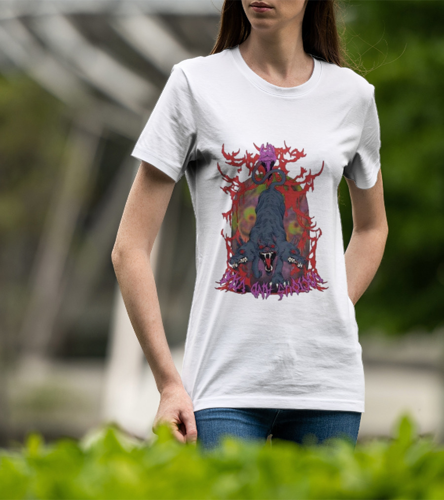 Cerberus Vicious And Psychedelic Flames T-Shirt