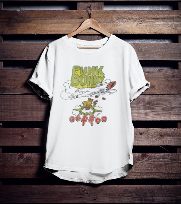 Punk Bunny Coffee Airplane Rocket Blast T-Shirt