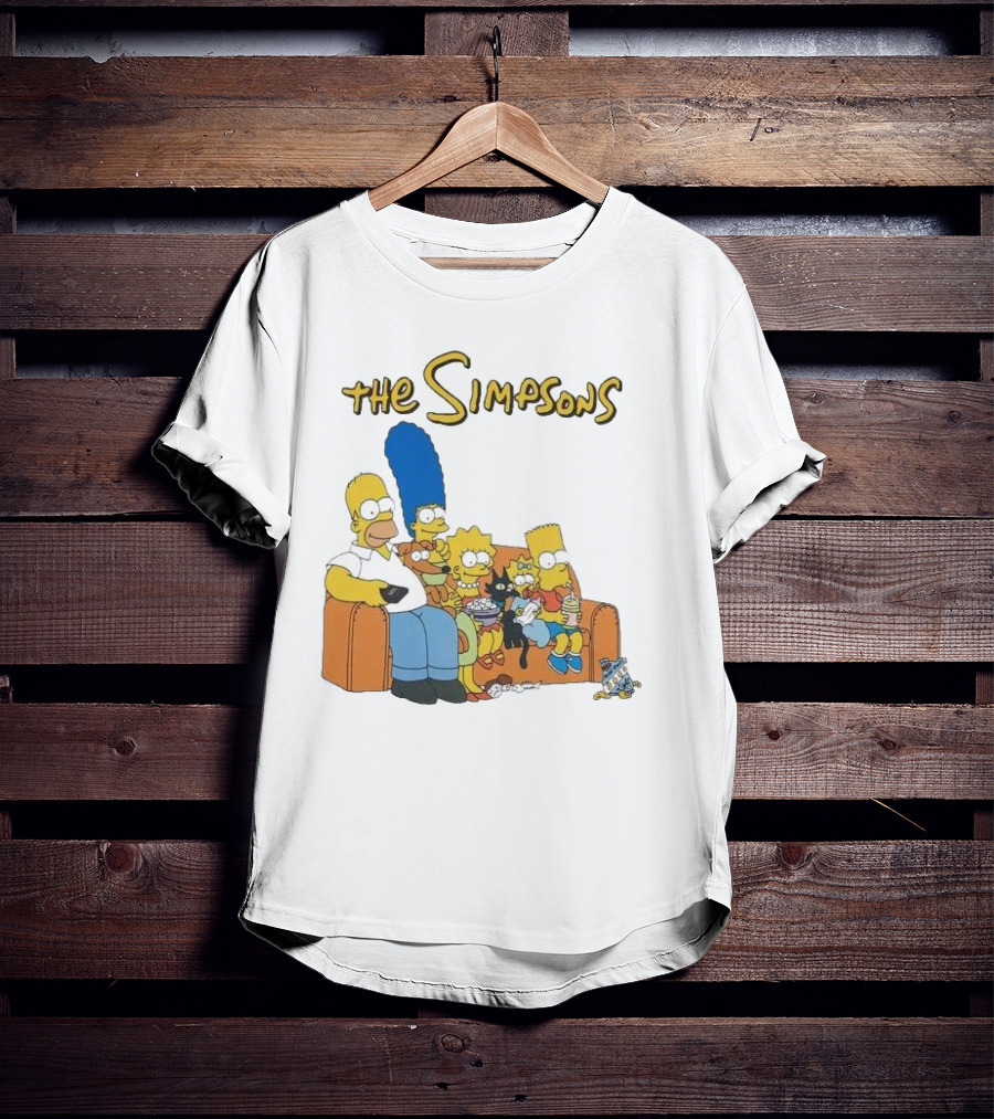The Simpsons Couch Family Scene With Homer Marge Bart Lisa Maggie And Pets T-Shirt