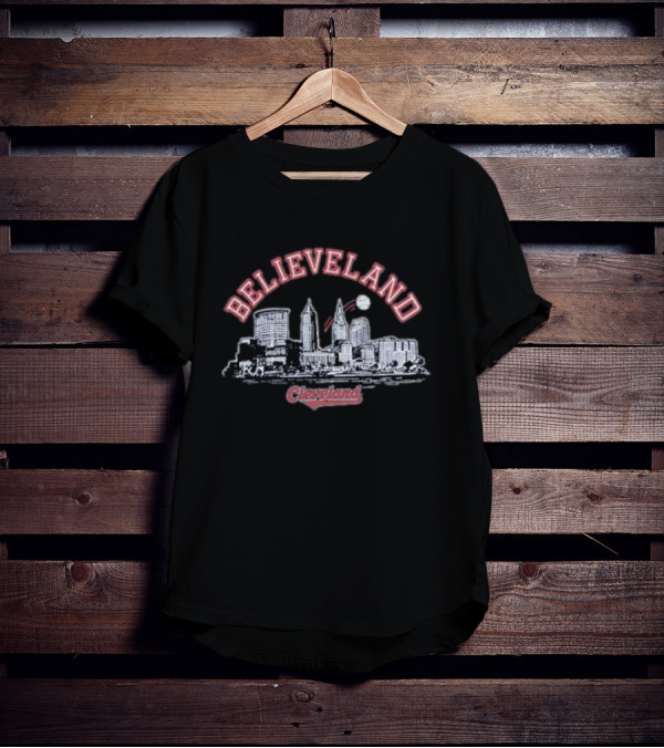 Believeland Cleveland Skyline Baseball Cityscape T-Shirt