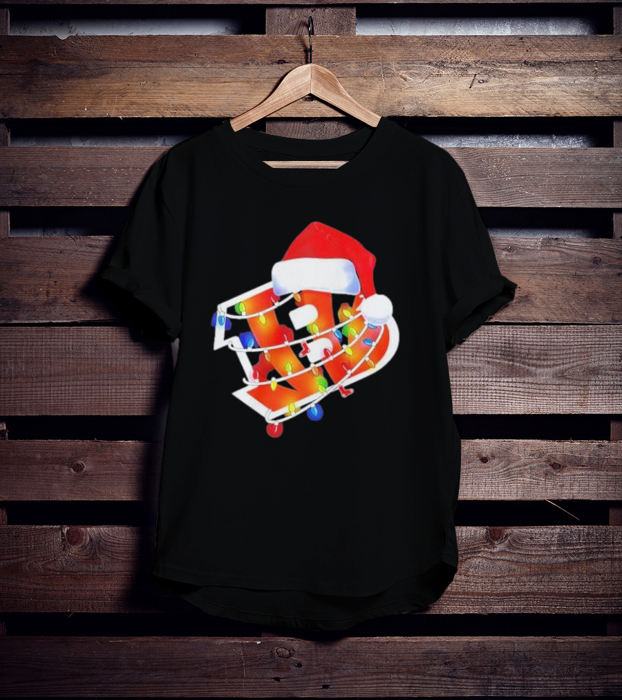 Cincinnati Bengals Christmas Lights Santa Hat T-Shirt