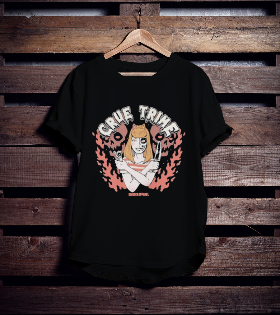 Crue Trime Girl Fire Horror Aesthetic Murder T-Shirt
