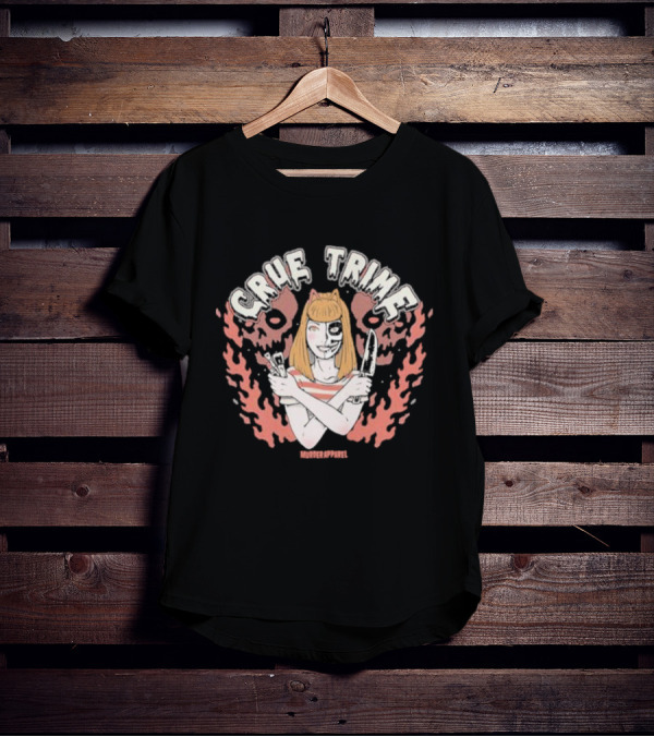 Crue Trime Girl Fire Horror Aesthetic Murder T-Shirt