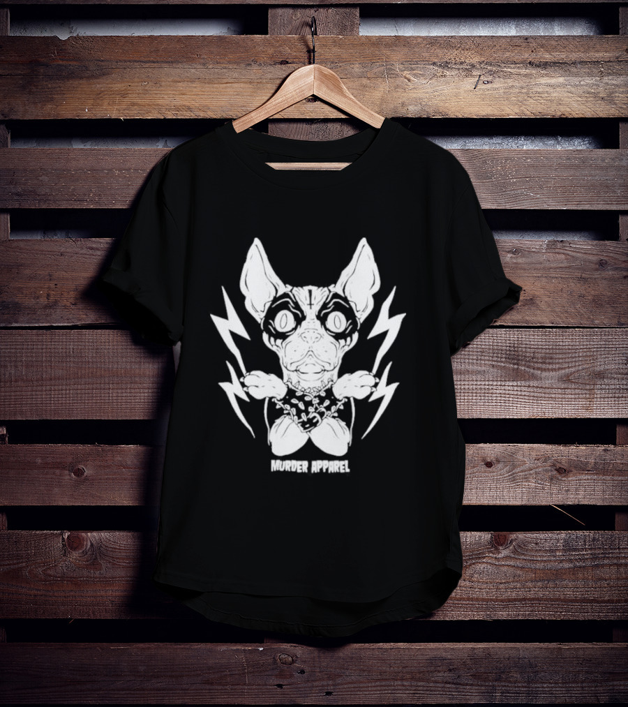 Metal Sphynx Dog Murder Apparel With Lightning Bolts T-Shirt