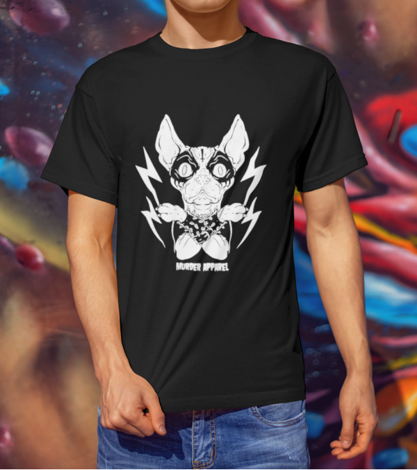 Metal Sphynx Dog Murder Apparel With Lightning Bolts T-Shirt