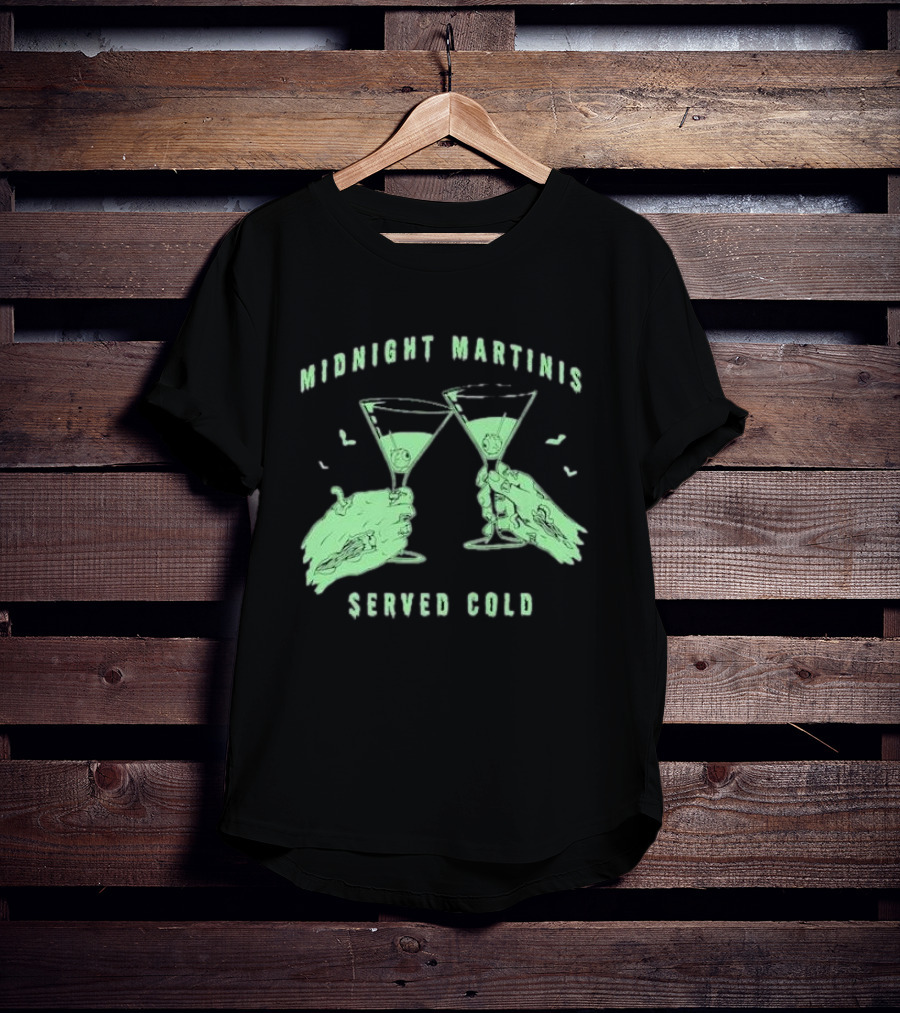 Midnight Martinis Served Cold Zombie Hands Cheers T-Shirt
