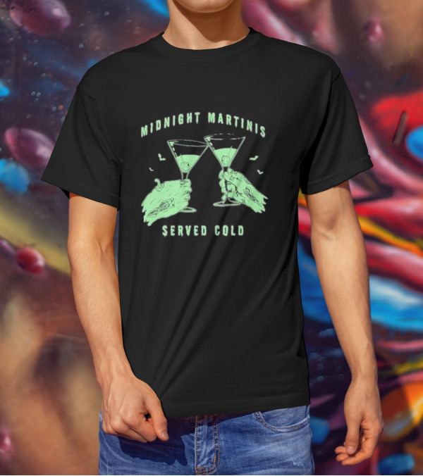 Midnight Martinis Served Cold Zombie Hands Cheers T-Shirt