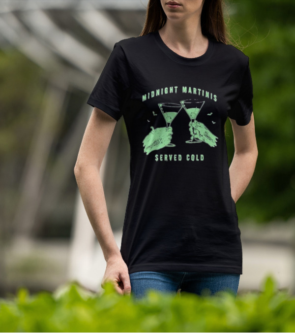 Midnight Martinis Served Cold Zombie Hands Cheers T-Shirt