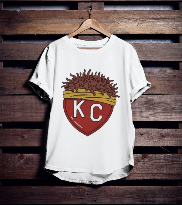 Charlie Hustle KC Heart Logo With Afro Hairband T-Shirt