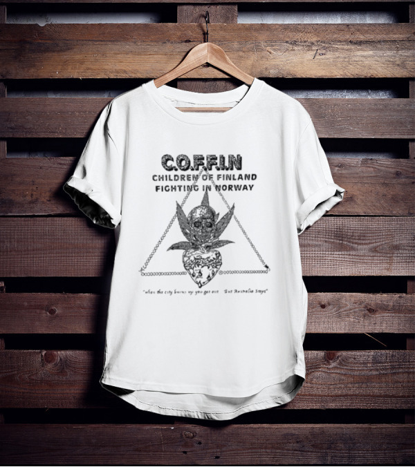 C.O.F.F.I.N. Children Of Finland Fighting In Norway Skull Heart Triangle T-Shirt