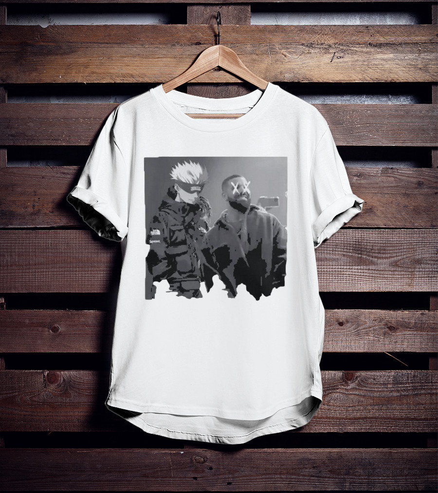 Drake X Gojo Satoru Crossover Black And White Manga Aesthetic T-Shirt
