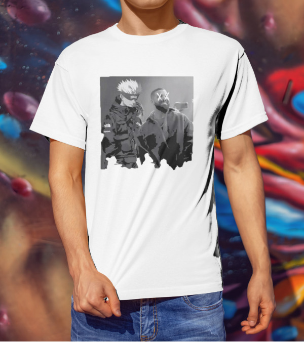 Drake X Gojo Satoru Crossover Black And White Manga Aesthetic T-Shirt