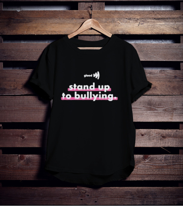 Glaad Stand Up To Bullying Pink Emphasized Text T-Shirt