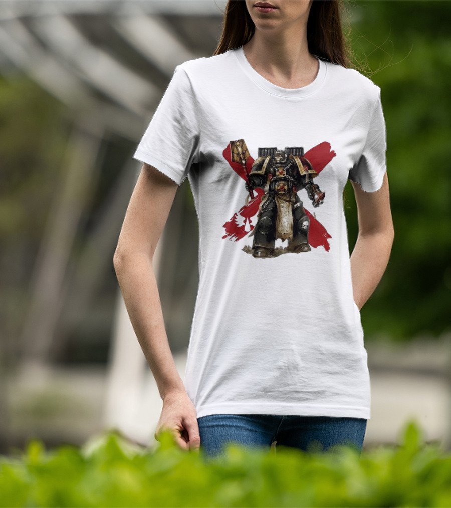 Blood Angels Joytoy Warhammer Space Marine With Red Wings Background T-Shirt