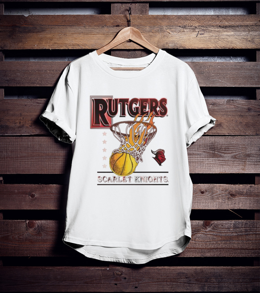 Rutgers Scarlet Knights Basketball Flaming Hoop T-Shirt