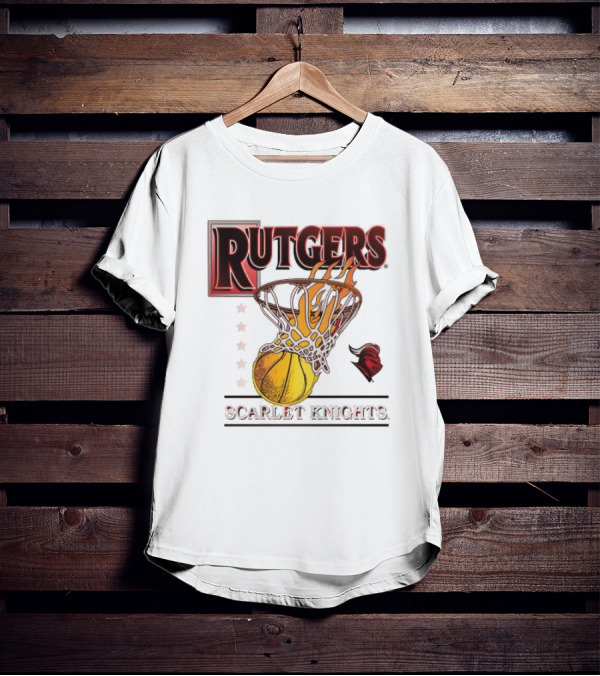 Rutgers Scarlet Knights Basketball Flaming Hoop T-Shirt