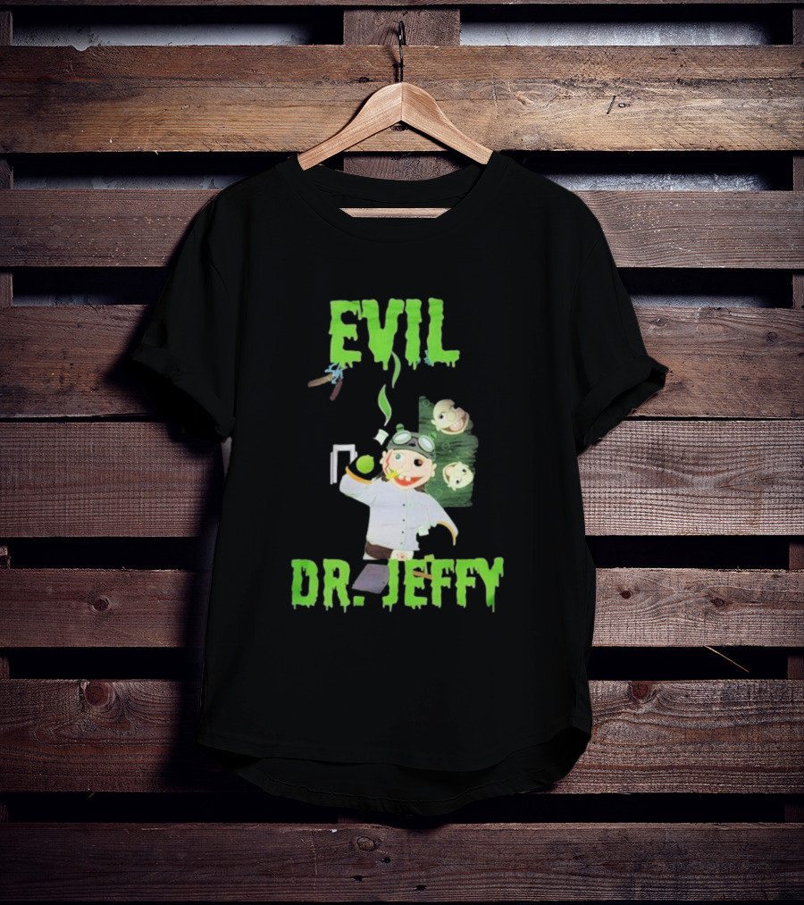 Evil Dr. Jeffy SML Mad Scientist Character With Green Smoke And Zombie Heads T-Shirt