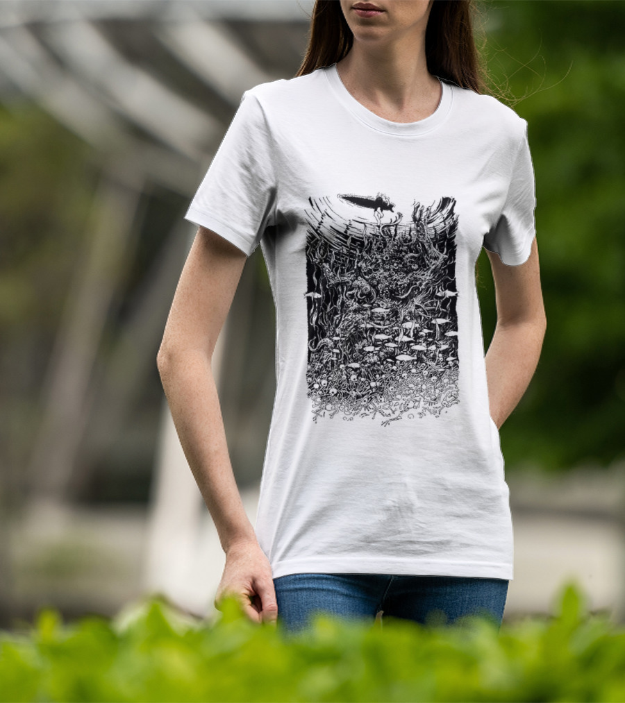 Under The Surface Yue Feng Subterranean World With Mushrooms And Roots T-Shirt