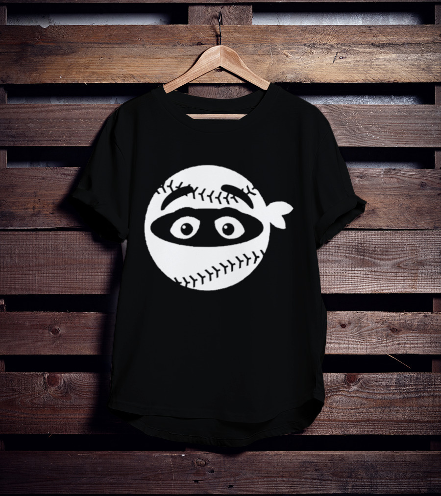 New York Mets Pitching Ninja Baseball Face Grimace T-Shirt