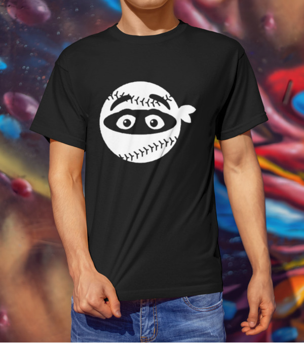 New York Mets Pitching Ninja Baseball Face Grimace T-Shirt