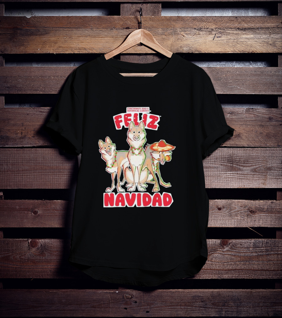 Feliz Navidad Wolves Cincinnati Zoo Botanical Garden T-Shirt