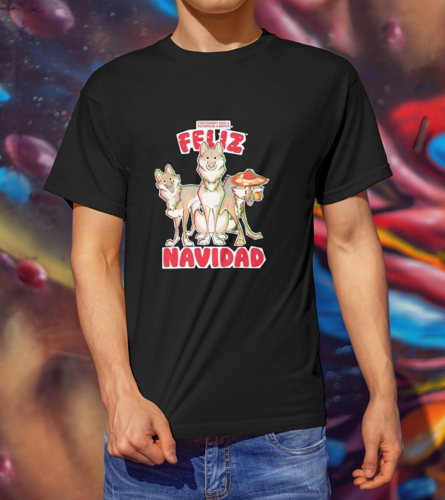 Feliz Navidad Wolves Cincinnati Zoo Botanical Garden T-Shirt