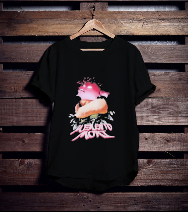 Memento Mori Floral Neon Character With Fur And Glowing Eyes T-Shirt