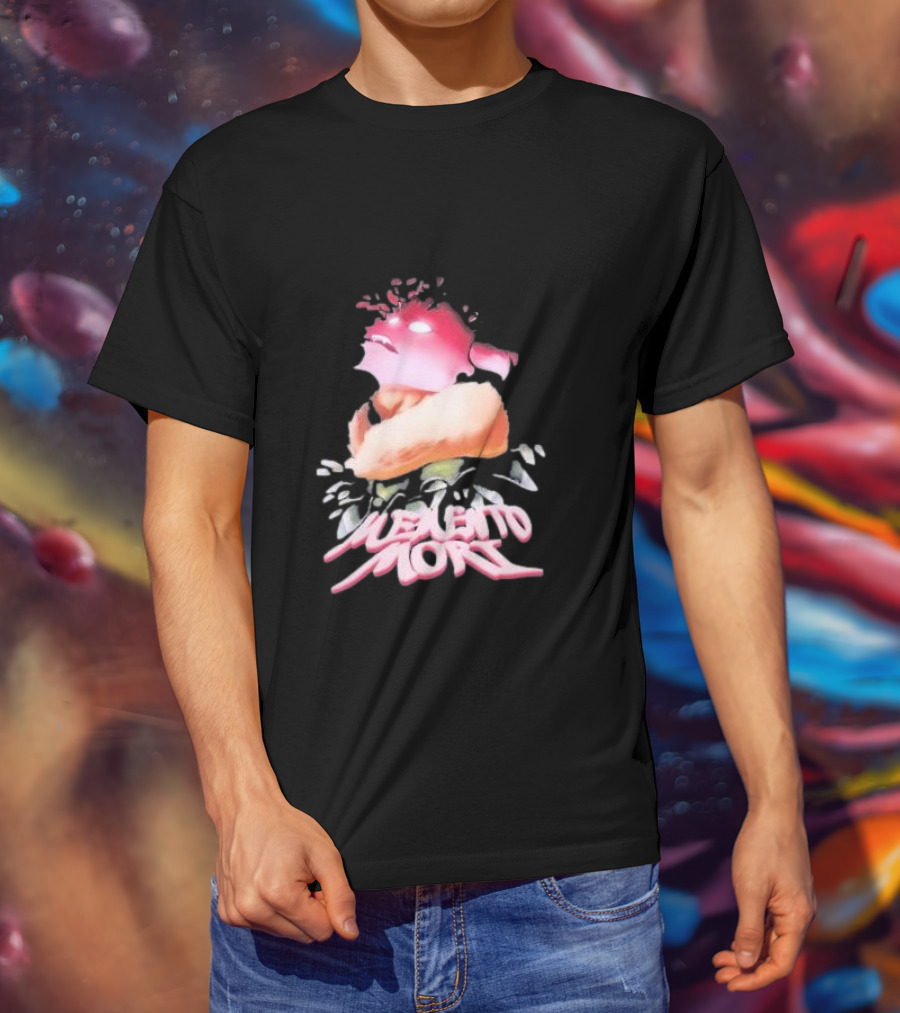 Memento Mori Floral Neon Character With Fur And Glowing Eyes T-Shirt