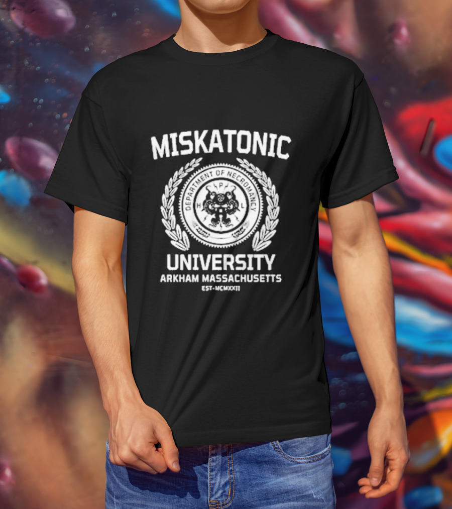 Miskatonic University Department Of Necromancy Arkham Massachusetts Est MCMXXII T-Shirt