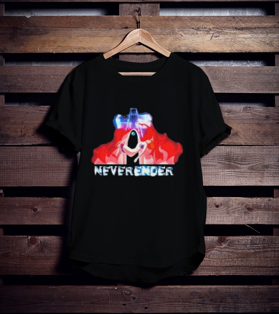 Neverender Spaceship And Mysterious Figure With Fiery T-Shirt