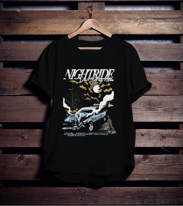 Nightride Don't Tell My Mom Retro Car Smoky Night Scene T-Shirt