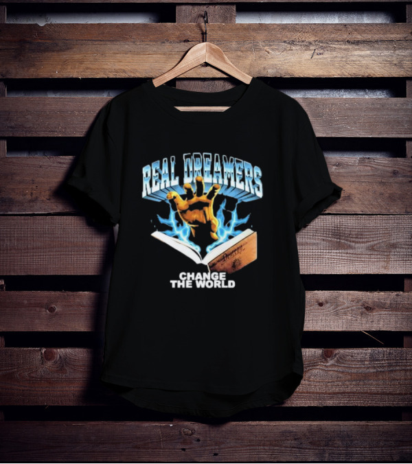 REAL DREAMERS HAND OF CHANGE THE WORLD POETRY BOOK LIGHTNING T-Shirt
