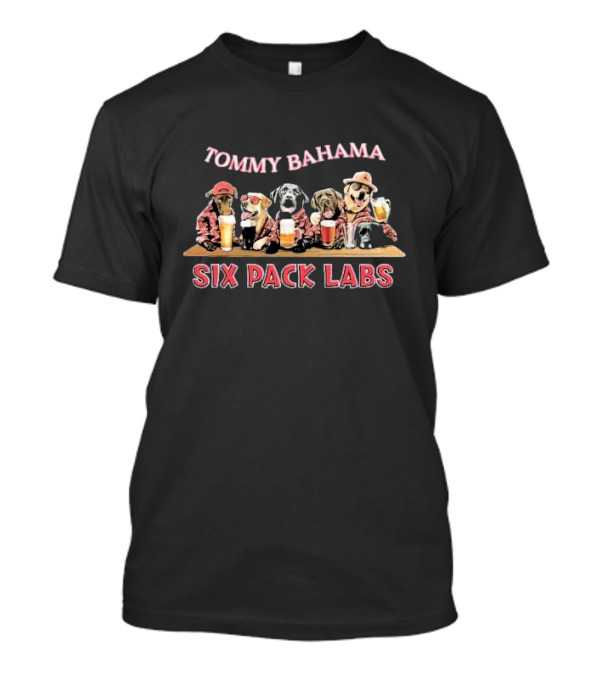 Tommy Bahama Six Pack Labs With Beer-Drinking Labrador Dogs T-Shirt