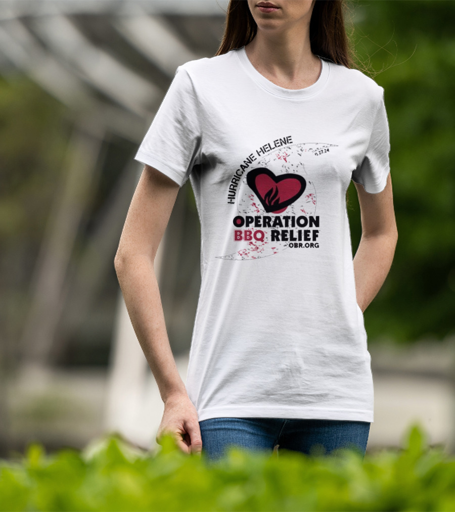 Hurricane Helene Operation BBQ Relief OBR.org Heart Flame 9.27.24 T-Shirt