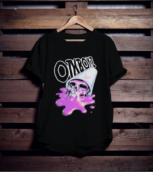 OTXBOYZ Purple Skull Overflowing With Oil Spill Aesthetic T-Shirt