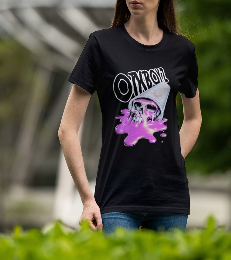 OTXBOYZ Purple Skull Overflowing With Oil Spill Aesthetic T-Shirt