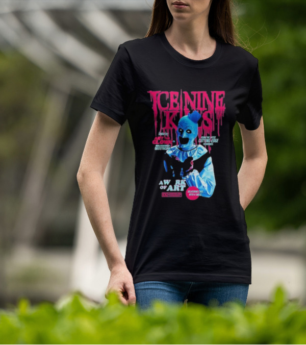 Rock Abilia Ice Nine Kills Black Featuring Art The Clown Cutting Edge Delivering Cake With A Smile T-Shirt