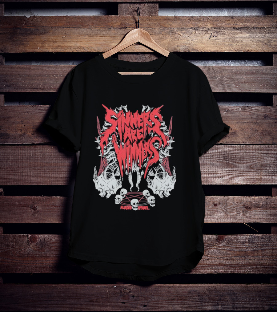 Sinners Are Winners Skull Spines Murder T-Shirt