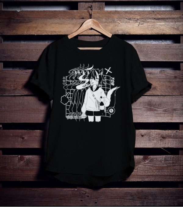 Tob Skunk Character With Smoke And Wine Bottle Vtuber T-Shirt