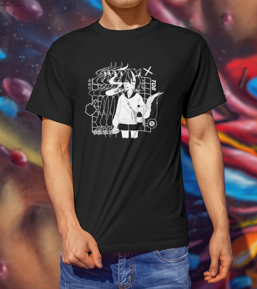 Tob Skunk Character With Smoke And Wine Bottle Vtuber T-Shirt
