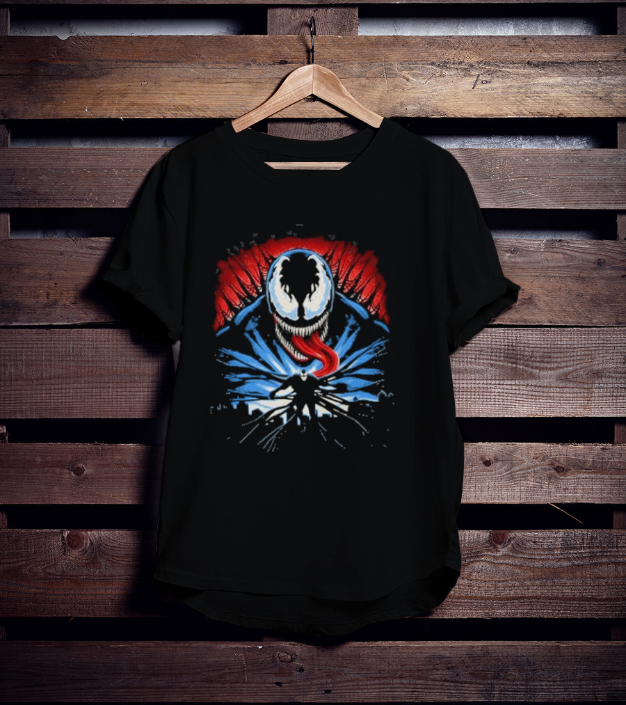 Venom Anti Hero Symbiote Red And Blue Cityscape Iconic T-Shirt