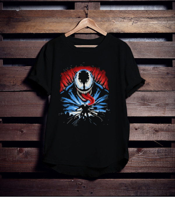 Venom Anti Hero Symbiote Red And Blue Cityscape Iconic T-Shirt