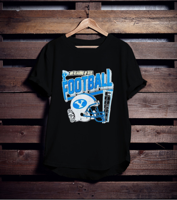 100 Seasons Of BYU Football Cougars Helmet Royal Army Brand T-Shirt
