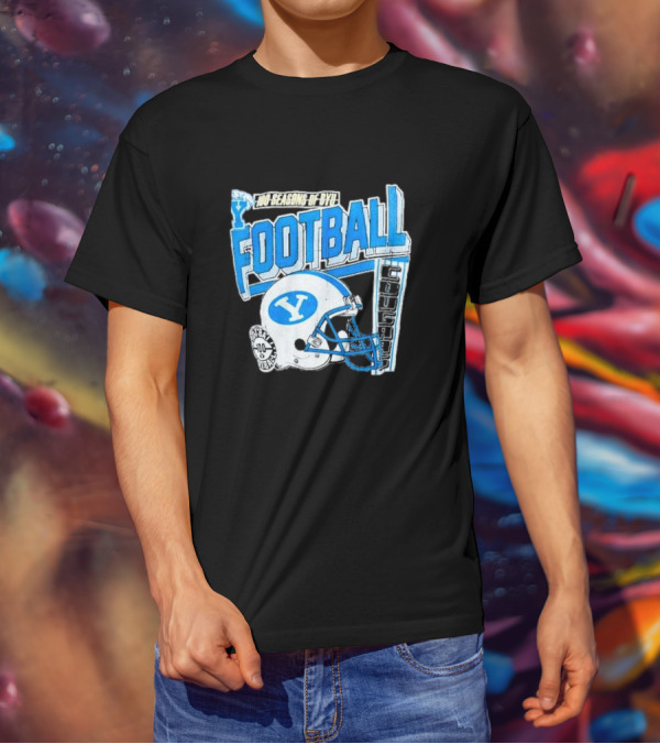 100 Seasons Of BYU Football Cougars Helmet Royal Army Brand T-Shirt