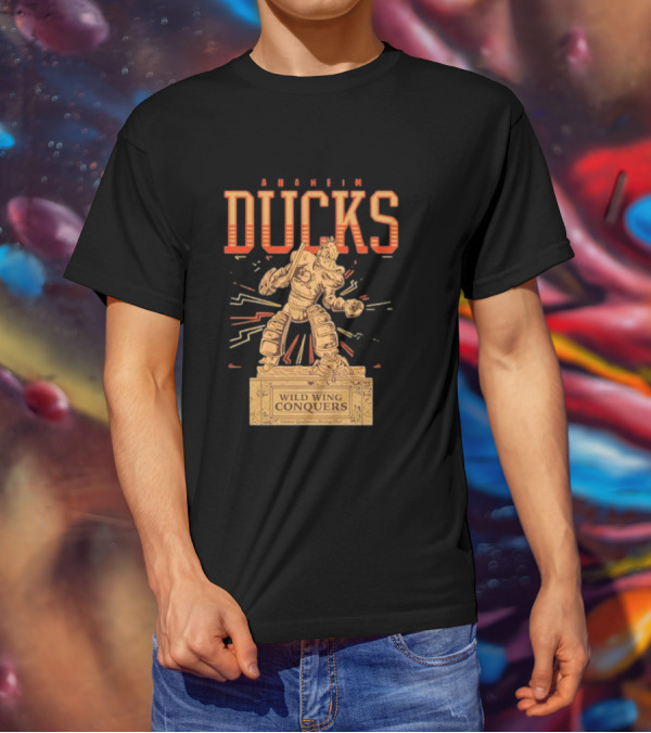 Anaheim Ducks Wild Wing Conquers Statue T-Shirt