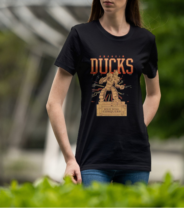 Anaheim Ducks Wild Wing Conquers Statue T-Shirt