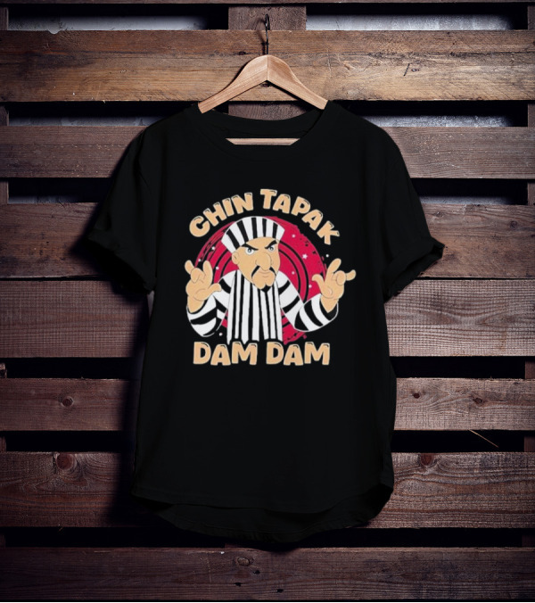 Chin Tapak Dam Dam Cartoon Villain With Stripes And Stars T-Shirt