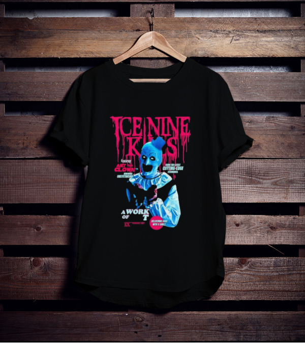 Ice Nine Kills Featuring Art The Clown Cutting Edge A Work Of T IX Delivering Cake With A Smile T-Shirt