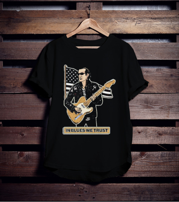 In Blues We Trust Joe Bonamassa Blues Hero American Flag Guitar T-Shirt