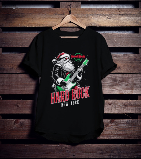 Hard Rock Cafe New York Santa Christmas Guitar Holiday Live T-Shirt